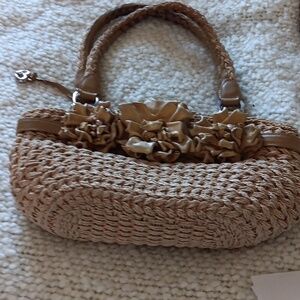 BRIGHTON LEATHER AND JUTE PURSE